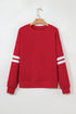 Varsity Double Stripe Drop Shoulder Oversized Crewneck Sweatshirt